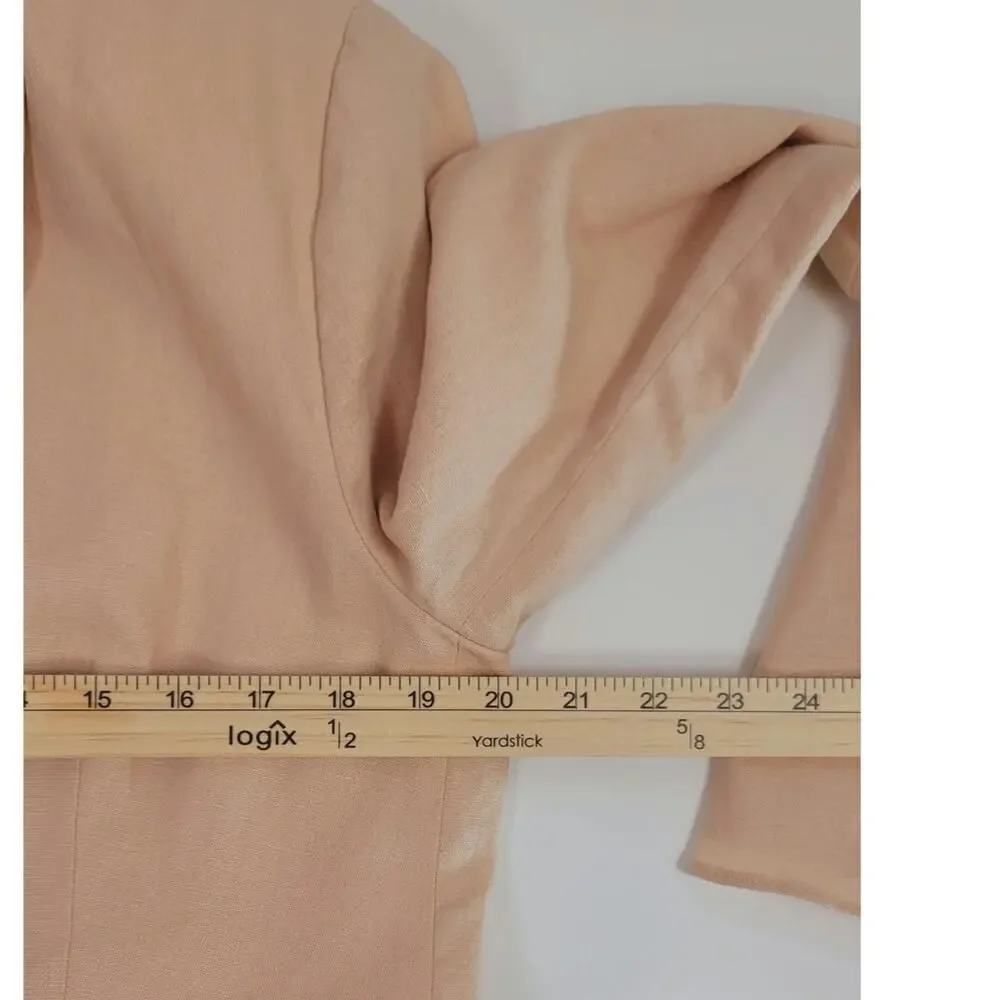 Free People Linen Blend Flared Sleeve One Button Blazer in Peach Rose, sz Large